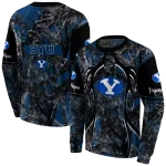 custom byu cougars hunting theme blue black hoodie best selling