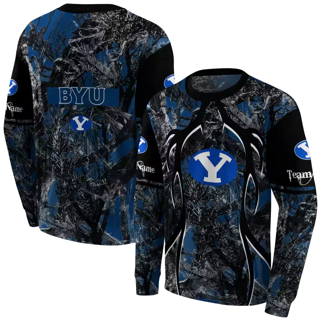custom byu cougars hunting theme blue black hoodie premium grade custom byu cougars hunting theme blue black hoodie premium grade