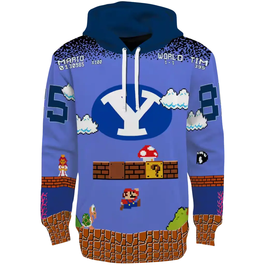 custom byu cougars mario blue black hoodie best selling custom byu cougars mario blue black hoodie best selling