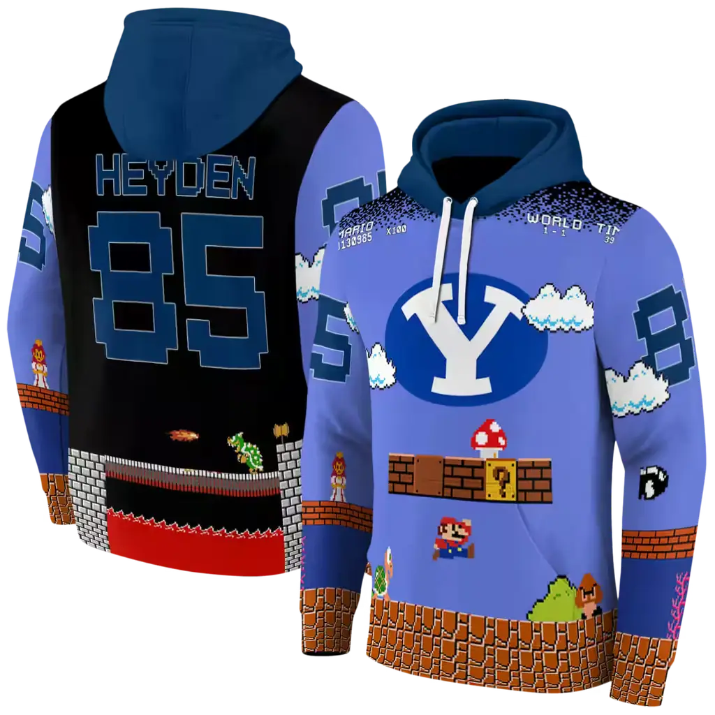 custom byu cougars mario blue black hoodie fashion forward custom byu cougars mario blue black hoodie fashion forward