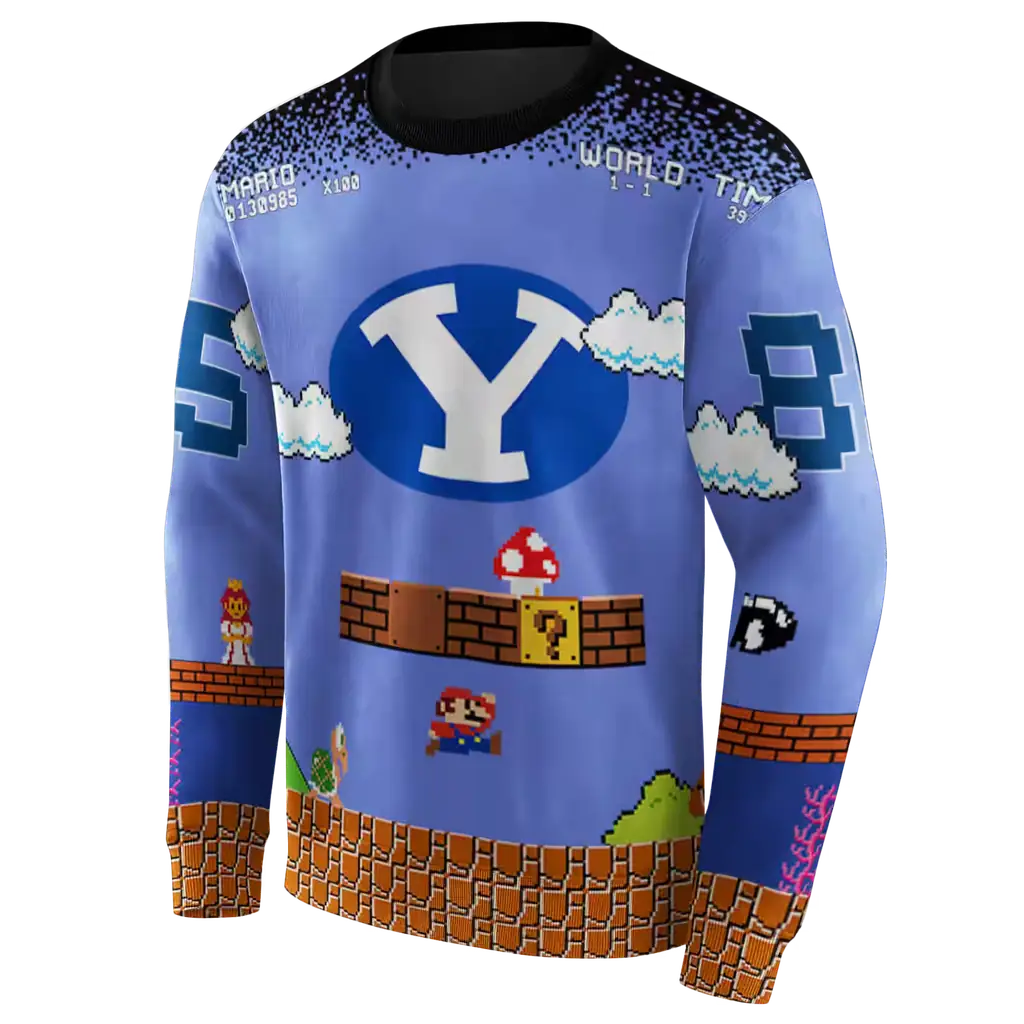 custom byu cougars mario blue black hoodie new arrival custom byu cougars mario blue black hoodie new arrival