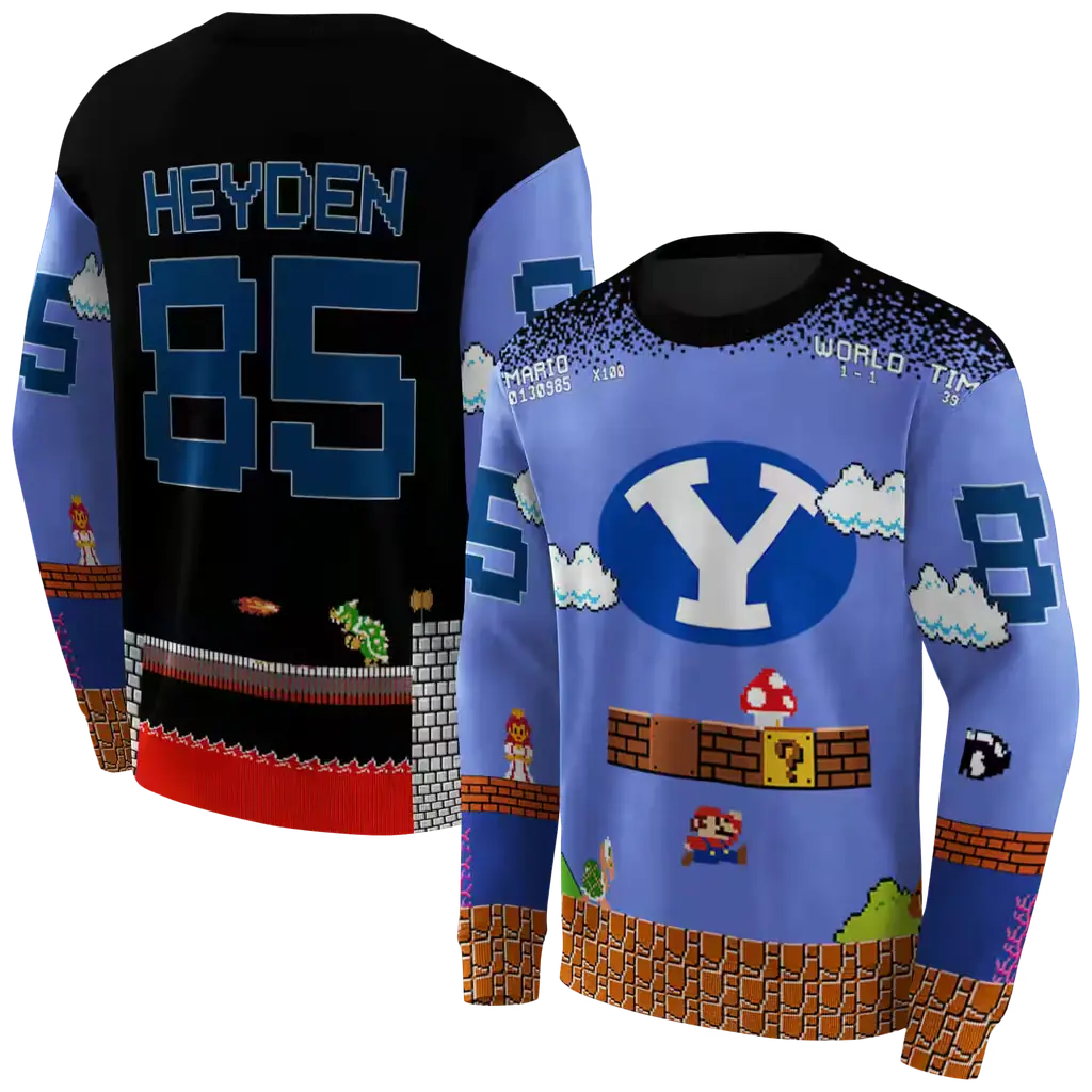 custom byu cougars mario blue black hoodie premium grade custom byu cougars mario blue black hoodie premium grade