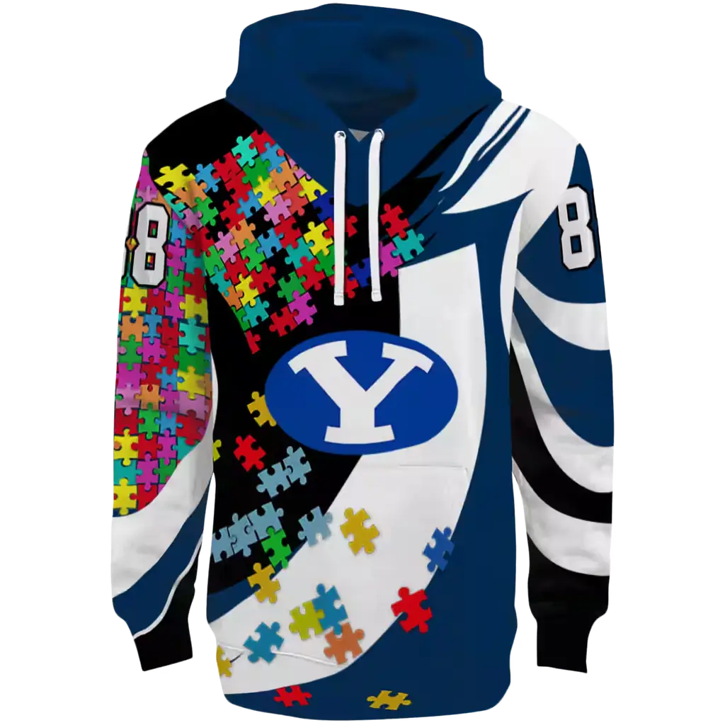 custom byu cougars puzzle pieces blue hoodie best selling custom byu cougars puzzle pieces blue hoodie best selling
