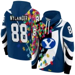 custom byu cougars puzzle pieces blue hoodie best selling