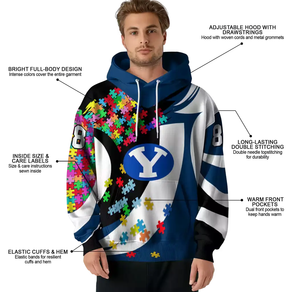 custom byu cougars puzzle pieces blue hoodie latest model custom byu cougars puzzle pieces blue hoodie latest model