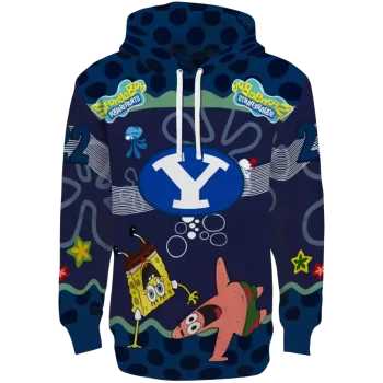 custom byu cougars spongebob patrick star blue navy hoodie best selling