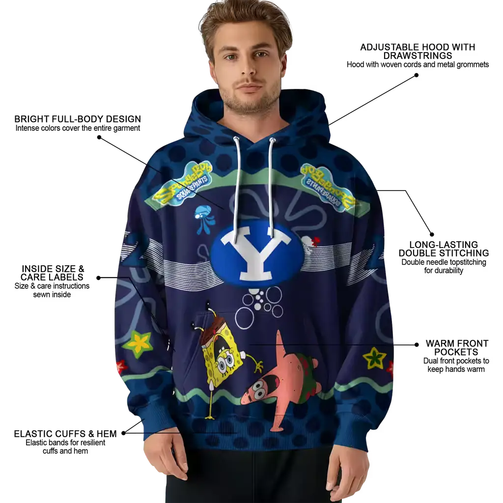 custom byu cougars spongebob patrick star blue navy hoodie latest model custom byu cougars spongebob patrick star blue navy hoodie latest model