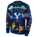 custom byu cougars spongebob patrick star blue navy hoodie best selling