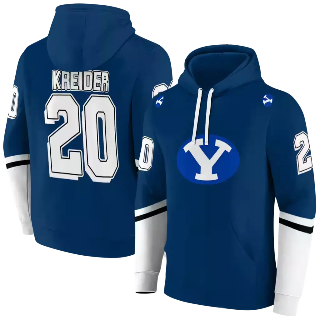 custom byu cougars striped sleeves blue hoodie fashion forward custom byu cougars striped sleeves blue hoodie fashion forward