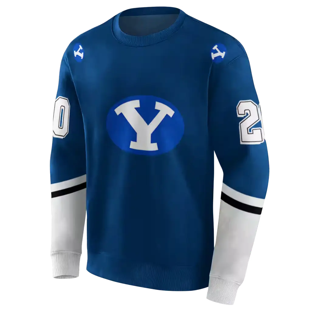 custom byu cougars striped sleeves blue hoodie new arrival custom byu cougars striped sleeves blue hoodie new arrival