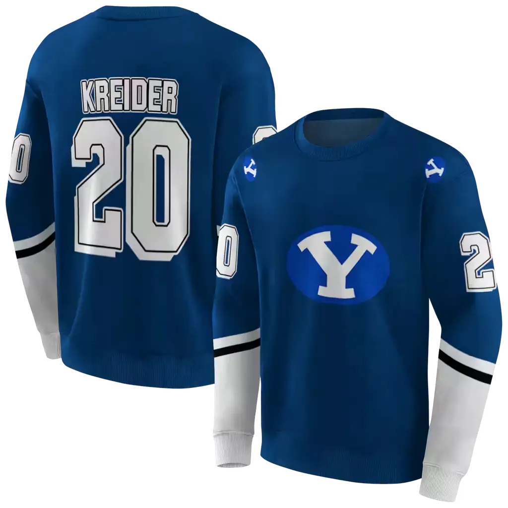 custom byu cougars striped sleeves blue hoodie premium grade custom byu cougars striped sleeves blue hoodie premium grade