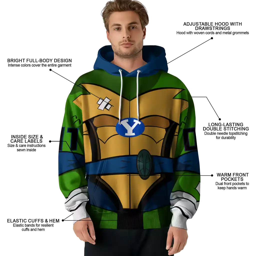 custom byu cougars superhero armor blue green hoodie latest model custom byu cougars superhero armor blue green hoodie latest model