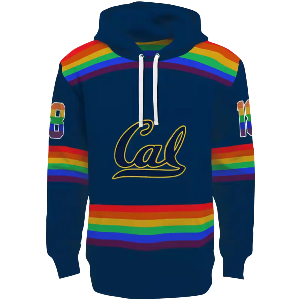 custom california golden bears rainbow stripes blue hoodie best selling custom california golden bears rainbow stripes blue hoodie best selling