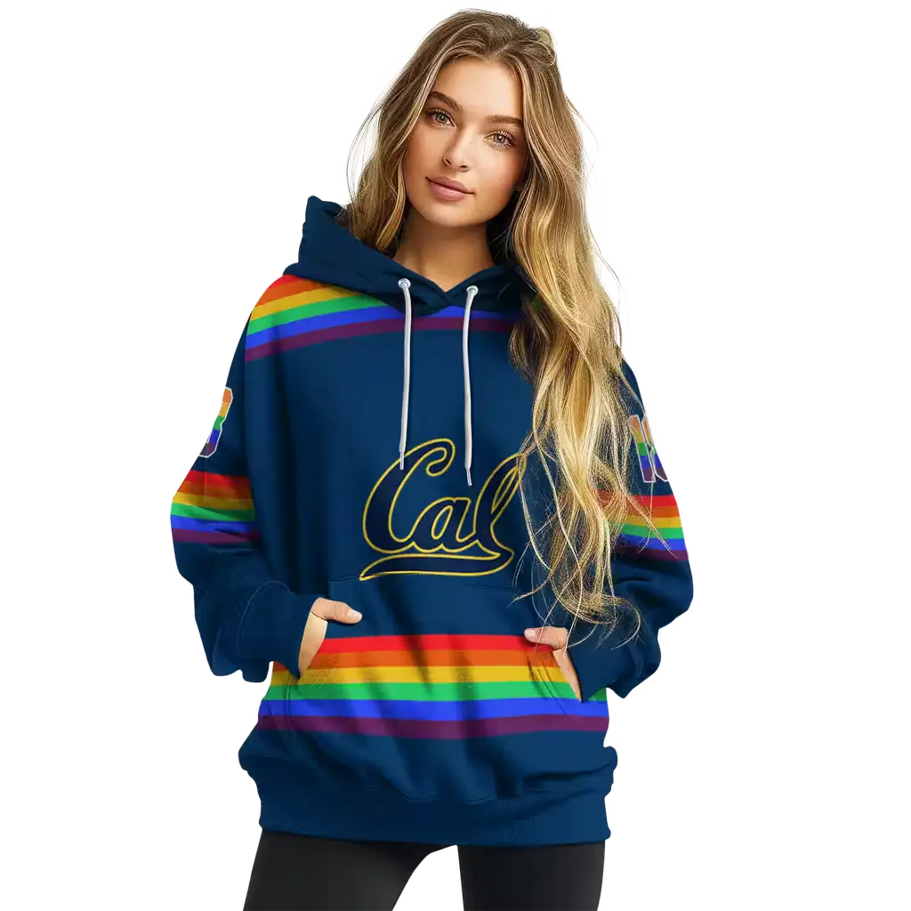 custom california golden bears rainbow stripes blue hoodie high quality custom california golden bears rainbow stripes blue hoodie high quality
