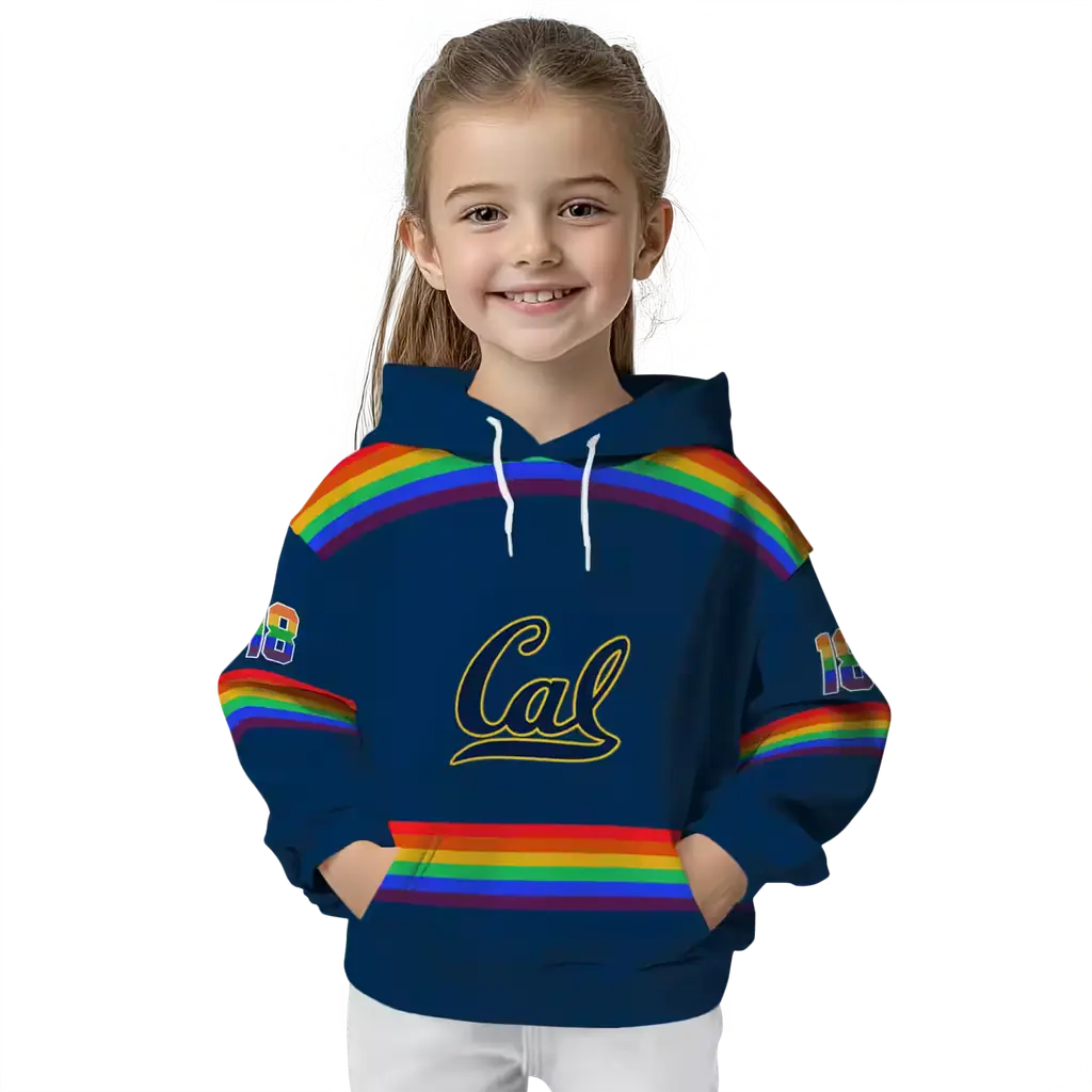 custom california golden bears rainbow stripes blue hoodie top rated custom california golden bears rainbow stripes blue hoodie top rated