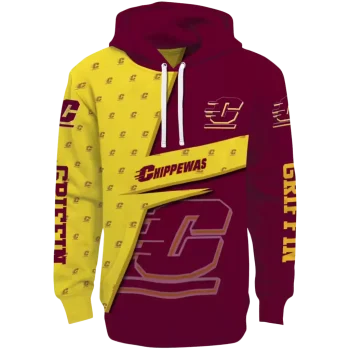 custom central michigan chippewas abstract shape maroon hoodie best selling