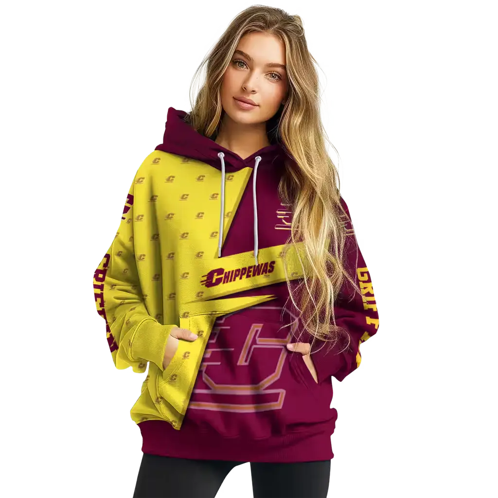custom central michigan chippewas abstract shape maroon hoodie high quality custom central michigan chippewas abstract shape maroon hoodie high quality