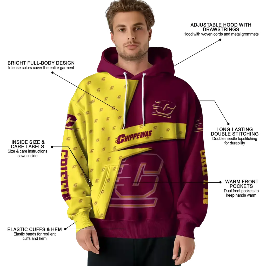 custom central michigan chippewas abstract shape maroon hoodie latest model custom central michigan chippewas abstract shape maroon hoodie latest model