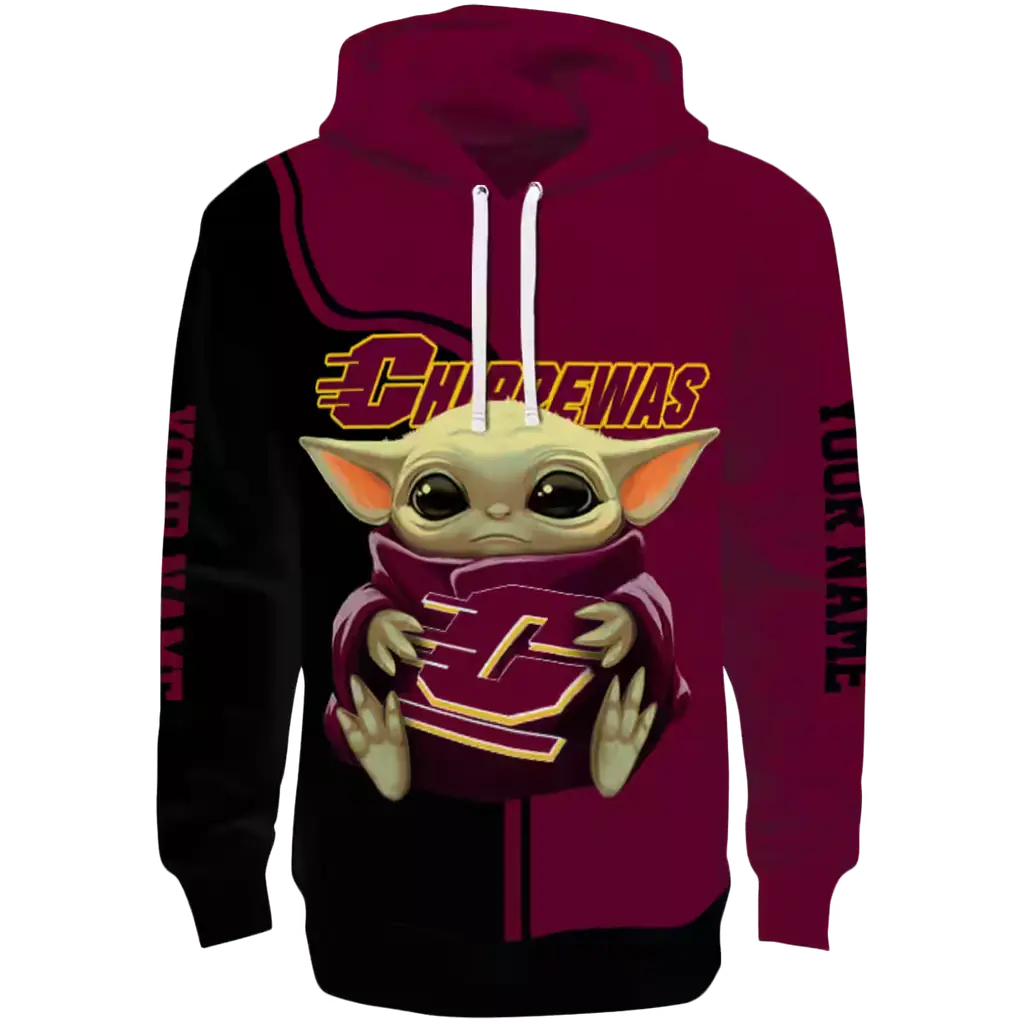 custom central michigan chippewas baby yoda maroon black hoodie best selling custom central michigan chippewas baby yoda maroon black hoodie best selling
