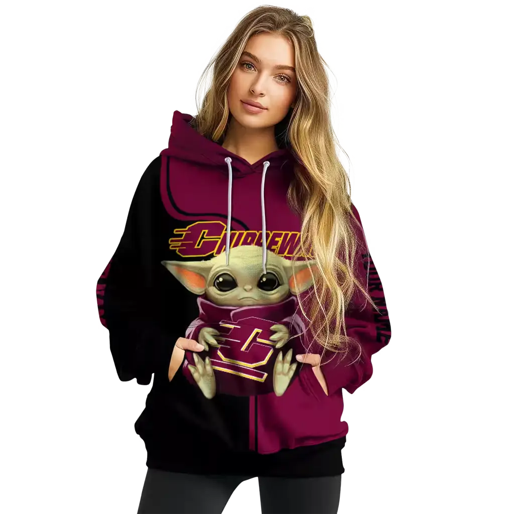 custom central michigan chippewas baby yoda maroon black hoodie high quality custom central michigan chippewas baby yoda maroon black hoodie high quality