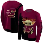 custom central michigan chippewas baby yoda maroon black hoodie best selling
