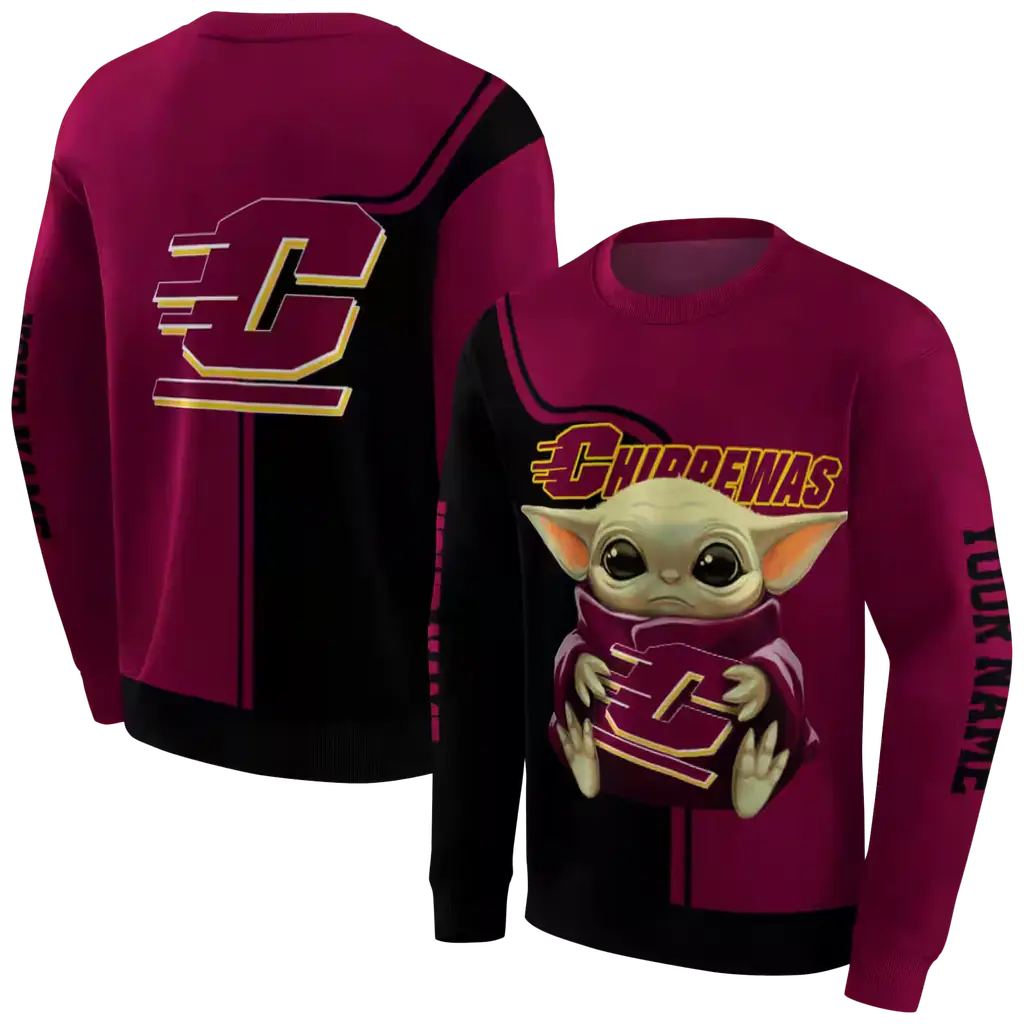 custom central michigan chippewas baby yoda maroon black hoodie premium grade custom central michigan chippewas baby yoda maroon black hoodie premium grade