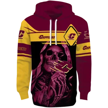 custom central michigan chippewas grim reaper maroon black hoodie best selling