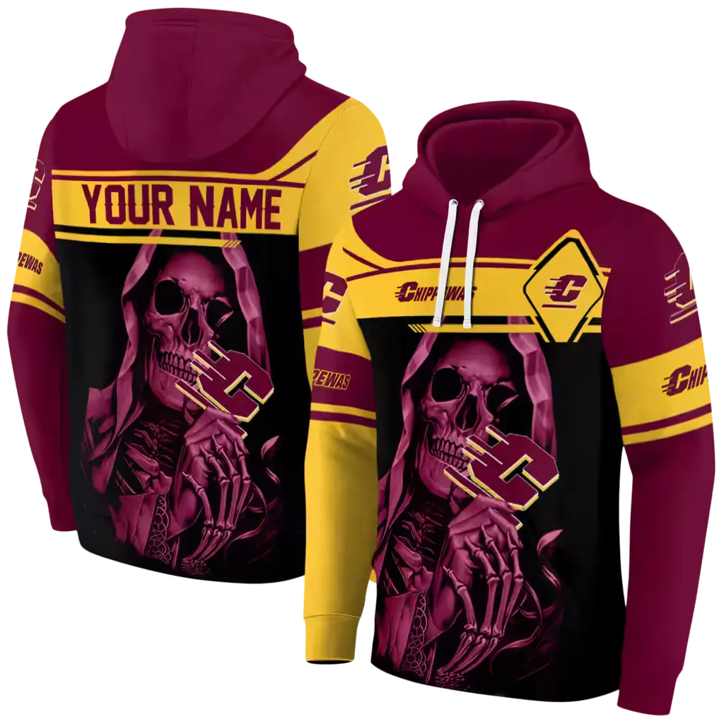 custom central michigan chippewas grim reaper maroon black hoodie fashion forward custom central michigan chippewas grim reaper maroon black hoodie fashion forward