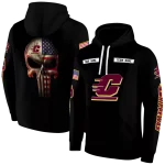 custom central michigan chippewas punisher skull black hoodie best selling