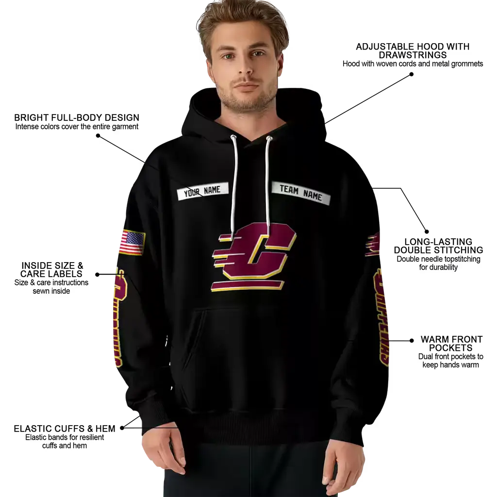 custom central michigan chippewas punisher skull black hoodie latest model custom central michigan chippewas punisher skull black hoodie latest model