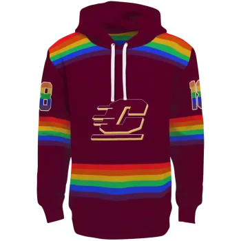 custom central michigan chippewas rainbow stripes maroon hoodie best selling