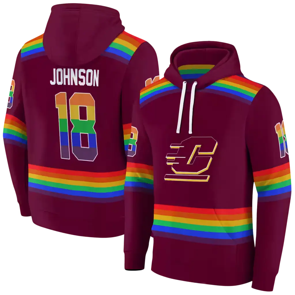 custom central michigan chippewas rainbow stripes maroon hoodie fashion forward custom central michigan chippewas rainbow stripes maroon hoodie fashion forward