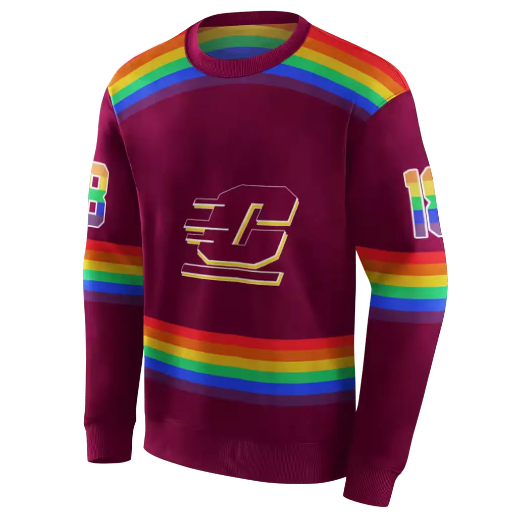 custom central michigan chippewas rainbow stripes maroon hoodie new arrival custom central michigan chippewas rainbow stripes maroon hoodie new arrival