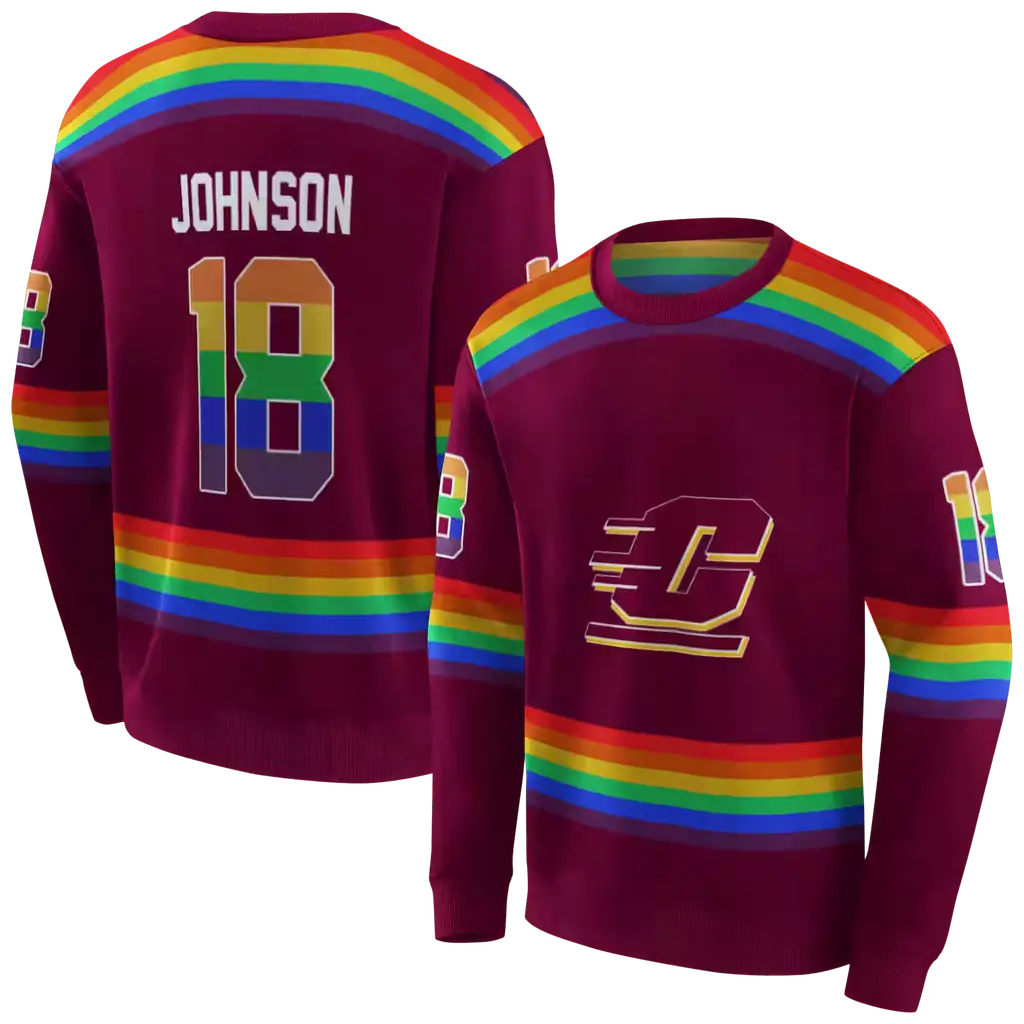 custom central michigan chippewas rainbow stripes maroon hoodie premium grade custom central michigan chippewas rainbow stripes maroon hoodie premium grade