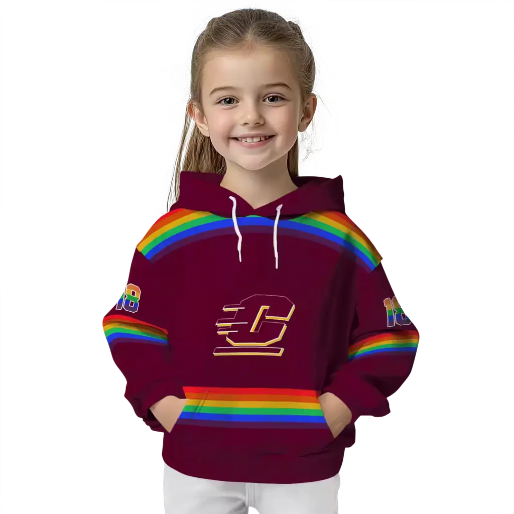 custom central michigan chippewas rainbow stripes maroon hoodie top rated custom central michigan chippewas rainbow stripes maroon hoodie top rated
