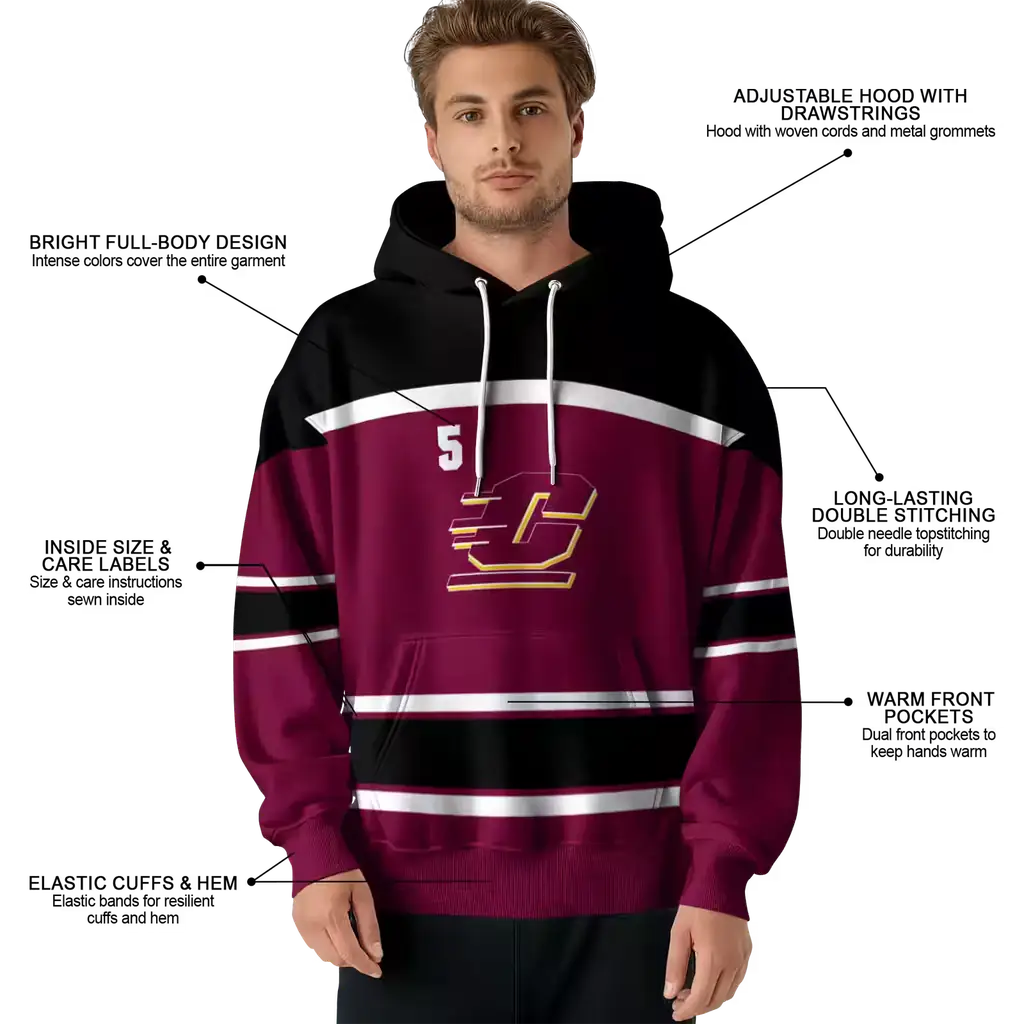 custom central michigan chippewas striped pattern maroon hoodie latest model custom central michigan chippewas striped pattern maroon hoodie latest model