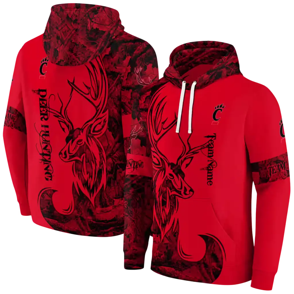 custom cincinnati bearcats deer silhouette red hoodie fashion forward custom cincinnati bearcats deer silhouette red hoodie fashion forward