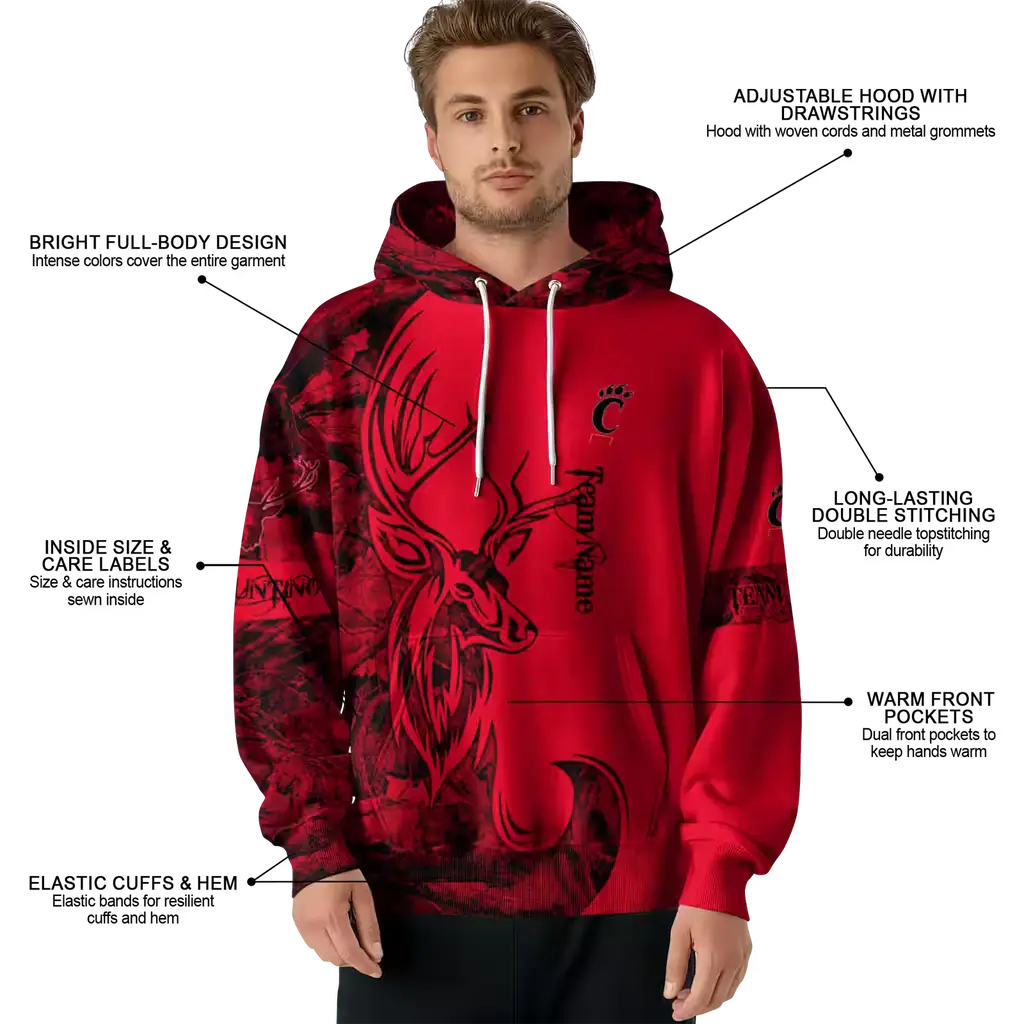 custom cincinnati bearcats deer silhouette red hoodie latest model custom cincinnati bearcats deer silhouette red hoodie latest model