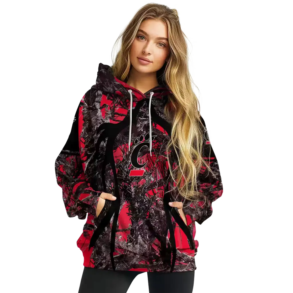 custom cincinnati bearcats hunting theme red black hoodie high quality custom cincinnati bearcats hunting theme red black hoodie high quality