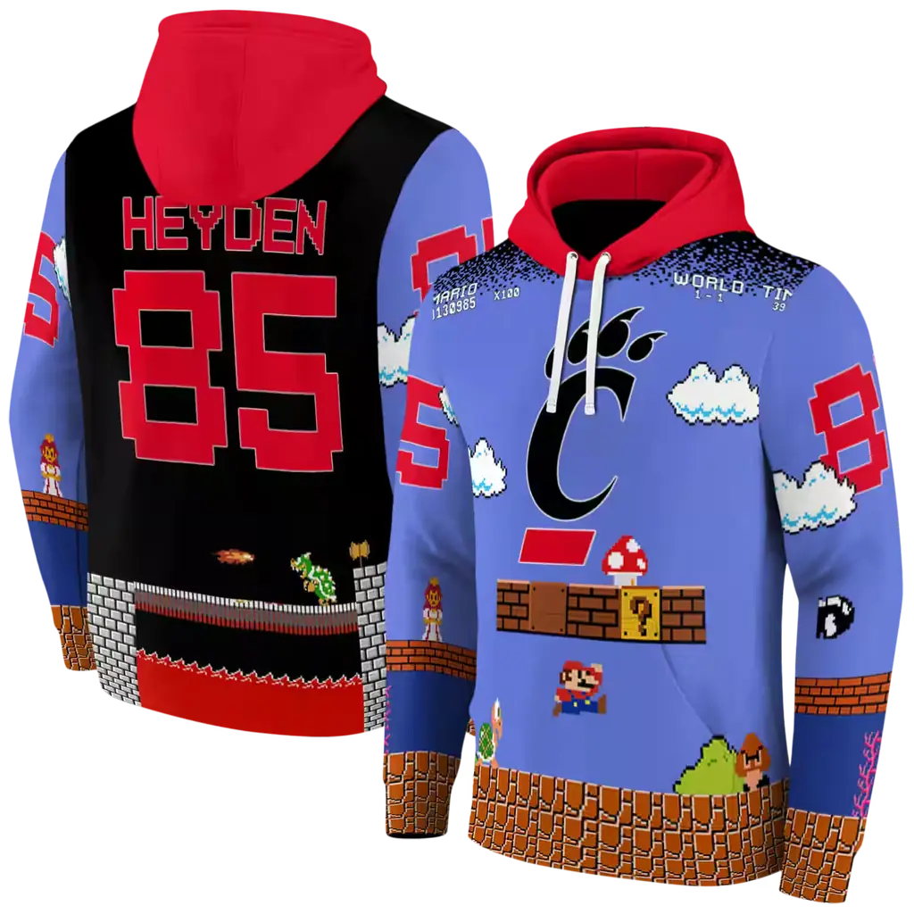 custom cincinnati bearcats mario blue black hoodie fashion forward custom cincinnati bearcats mario blue black hoodie fashion forward
