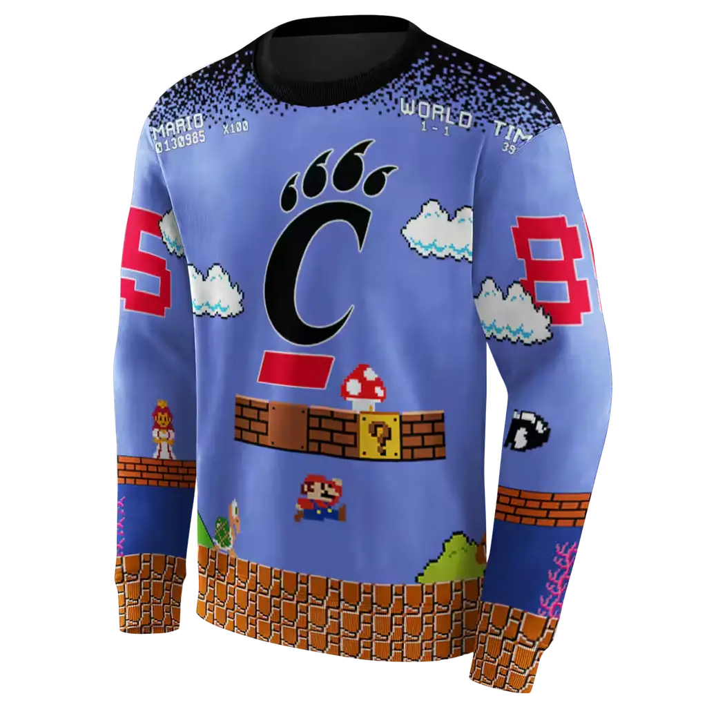 custom cincinnati bearcats mario blue black hoodie new arrival custom cincinnati bearcats mario blue black hoodie new arrival