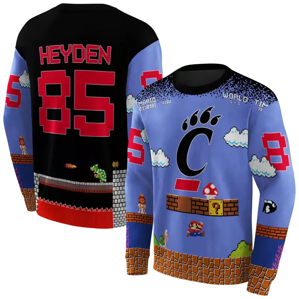 custom cincinnati bearcats mario blue black hoodie premium grade custom cincinnati bearcats mario blue black hoodie premium grade