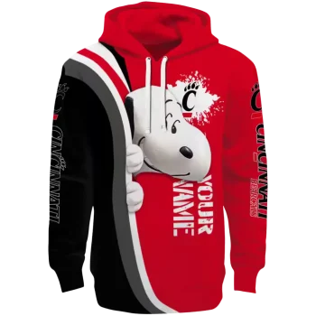 custom cincinnati bearcats peeking snoopy red hoodie best selling