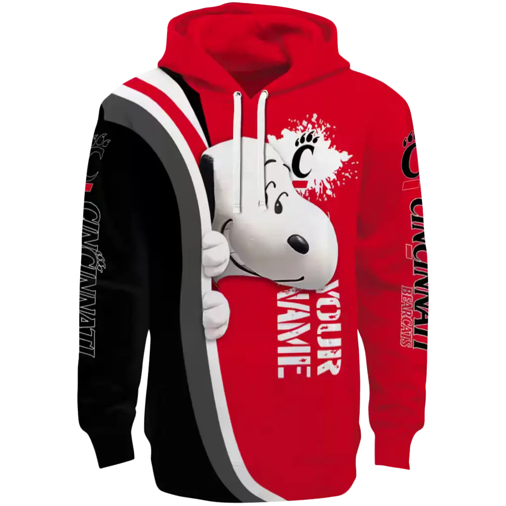 custom cincinnati bearcats peeking snoopy red hoodie best selling custom cincinnati bearcats peeking snoopy red hoodie best selling