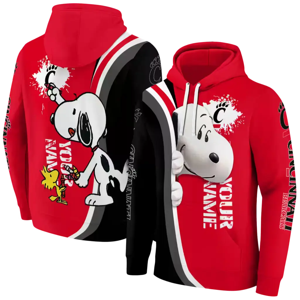 custom cincinnati bearcats peeking snoopy red hoodie fashion forward custom cincinnati bearcats peeking snoopy red hoodie fashion forward