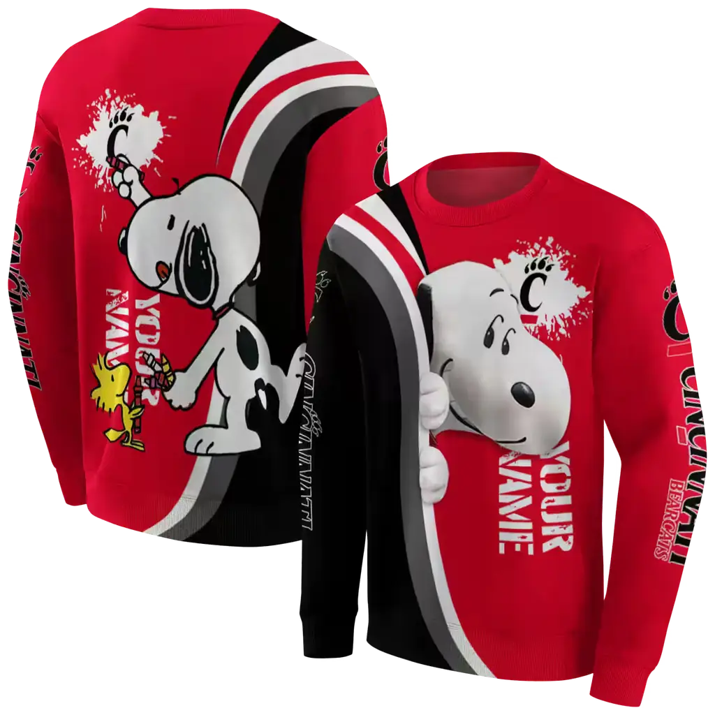 custom cincinnati bearcats peeking snoopy red hoodie premium grade custom cincinnati bearcats peeking snoopy red hoodie premium grade