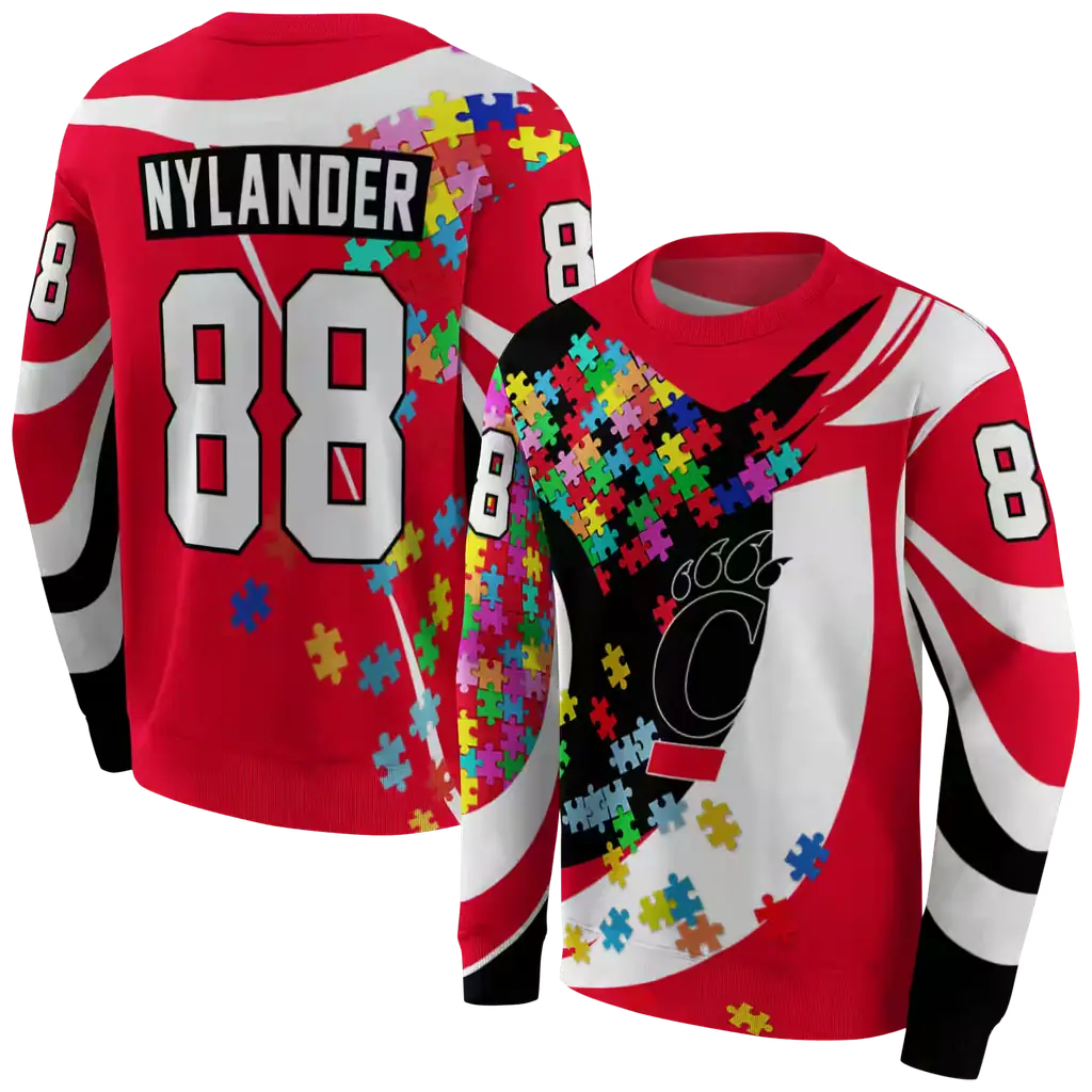 custom cincinnati bearcats puzzle pieces red hoodie premium grade custom cincinnati bearcats puzzle pieces red hoodie premium grade