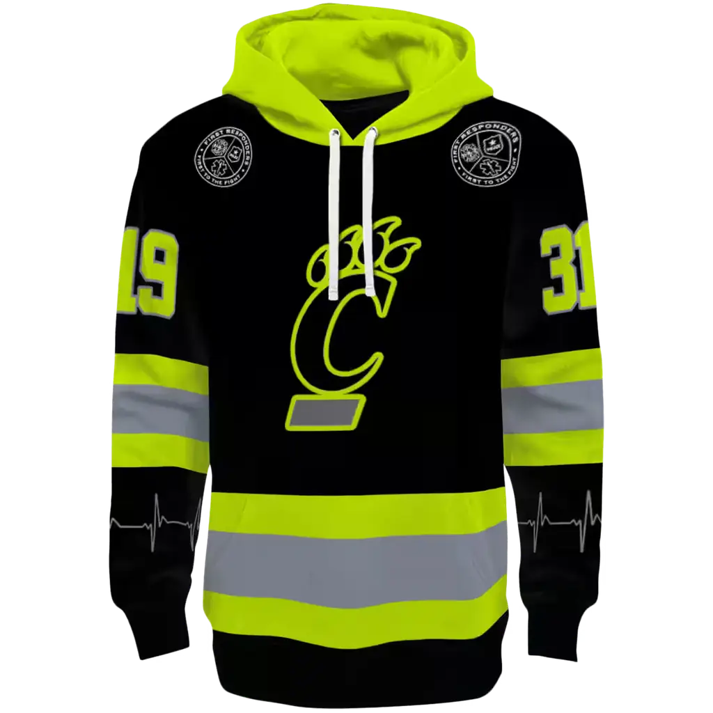 custom cincinnati bearcats safety motif black neon green hoodie best selling custom cincinnati bearcats safety motif black neon green hoodie best selling