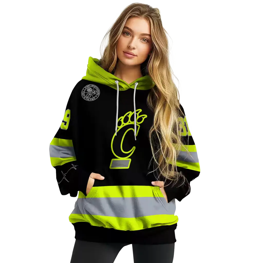 custom cincinnati bearcats safety motif black neon green hoodie high quality custom cincinnati bearcats safety motif black neon green hoodie high quality