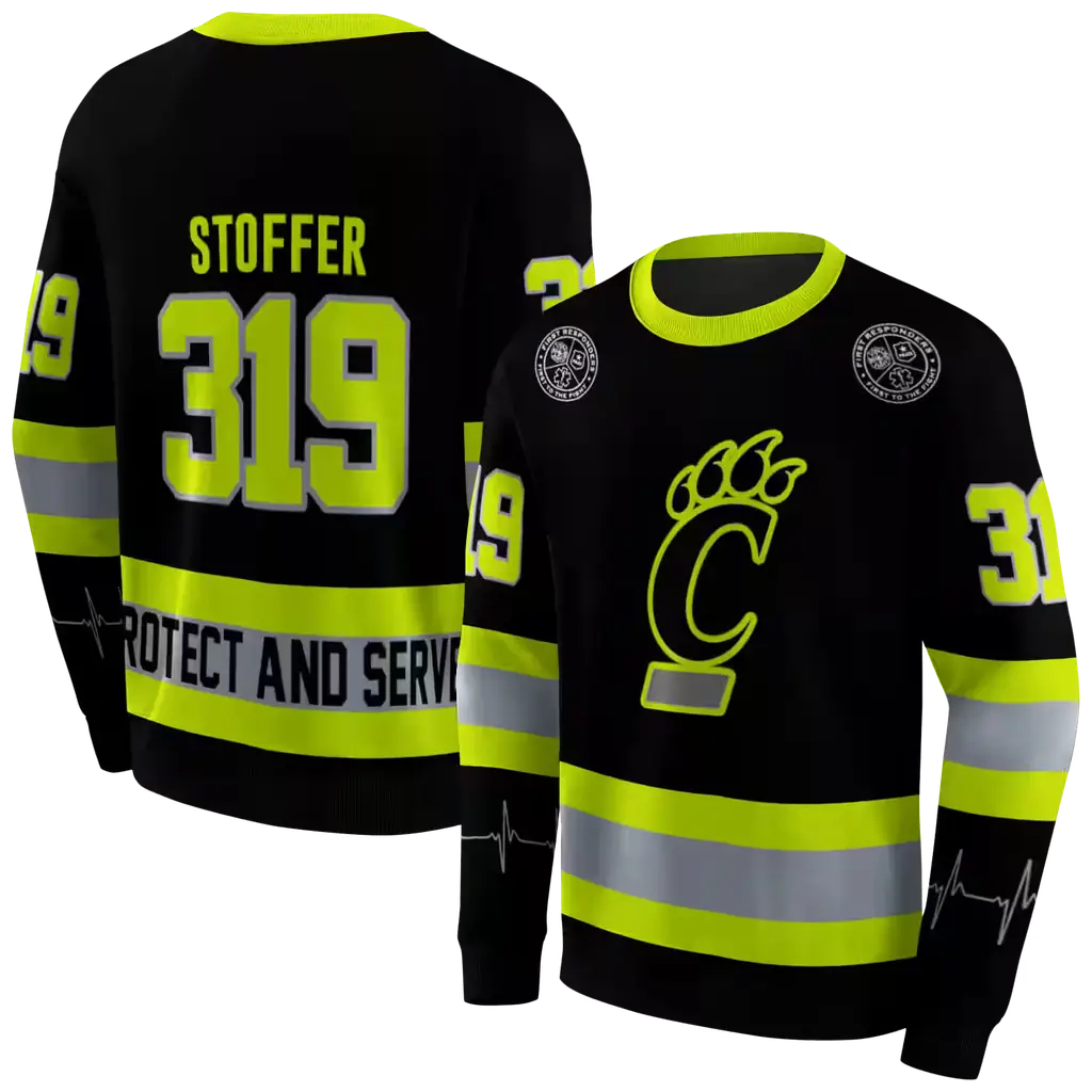 custom cincinnati bearcats safety motif black neon green hoodie premium grade custom cincinnati bearcats safety motif black neon green hoodie premium grade